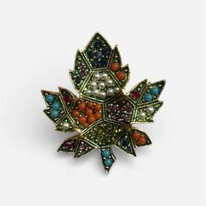 Vintage 0884 Multicolor Maple Leaf Brooch